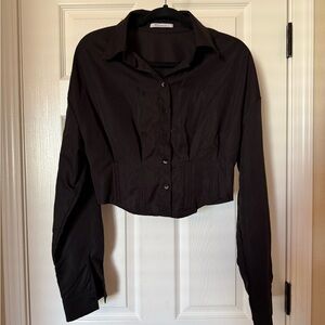 AmyEnjoyLife Cropped Corset Button-Down Shirt